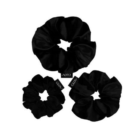 Glov Trio Satin Hair Scrunchies In Black