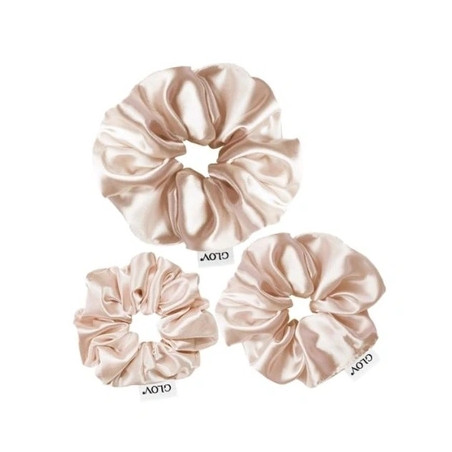 Glov Trio Satin Scrunchies Champagne - Set Of Three Stylish Scrunchies