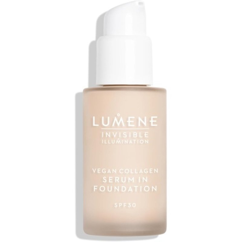 LUMENE Invisible Illumination Tinted Serum Foundation SPF30 with Vegan Collagen Serum & Hyaluronic Acid Shade 00 30ml