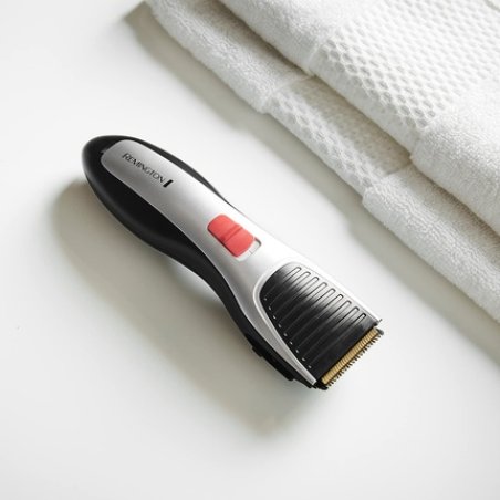 Remington HC340 Titanium Hair Clipper for Men with Scissors, Barber Comb and Travel Case Grey/Black