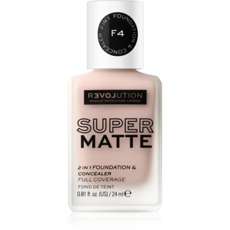 Revolution Relove Super Matte 2 in 1 Foundation Concealer F4 24ml