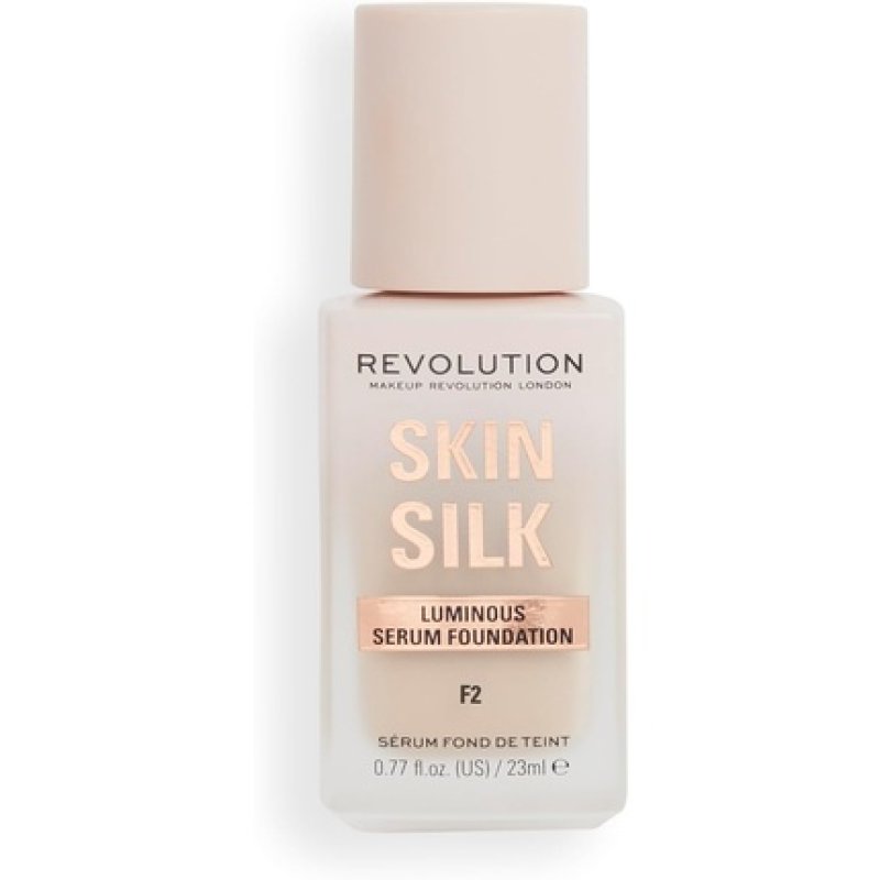 Makeup Revolution Skin Silk Serum Foundation Light to Medium Coverage with Hyaluronic Acid F2 23ml