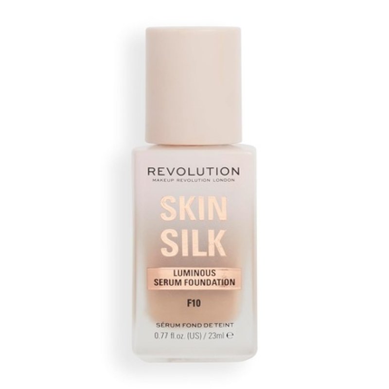 Makeup Revolution Skin Silk Serum Foundation Light to Medium Coverage with Hyaluronic Acid F10 23ml