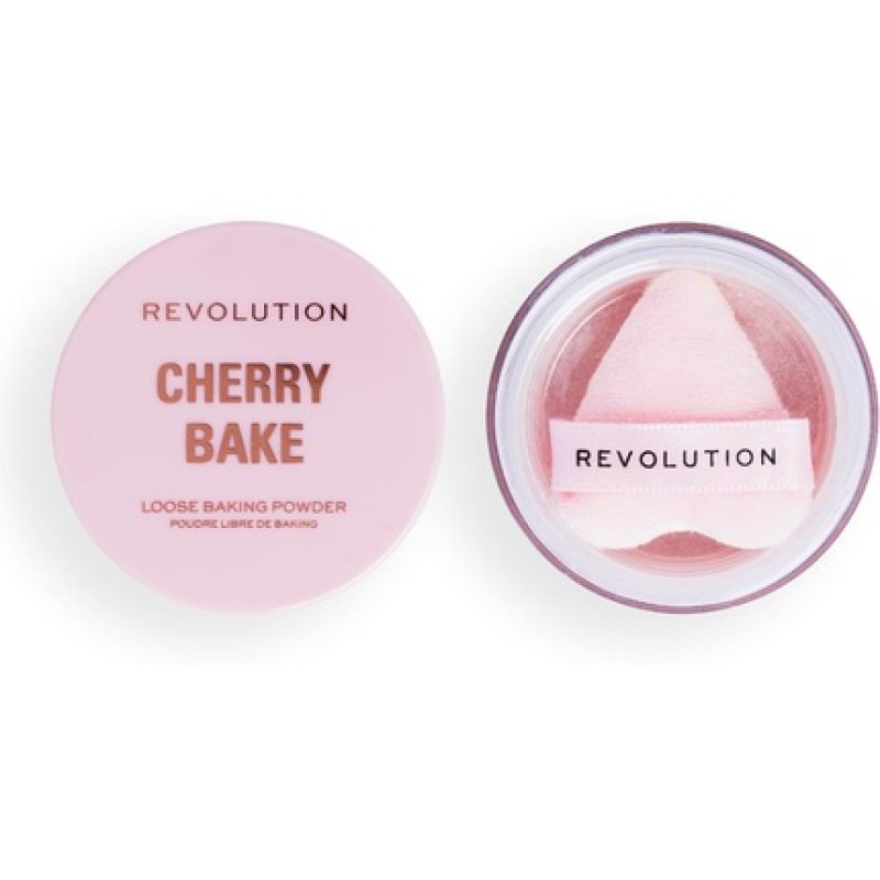 Makeup Revolution Y2K Baby Cherry Bake Loose Powder & Puff Face Baking Powder with Applicator Universal Shade Cherry