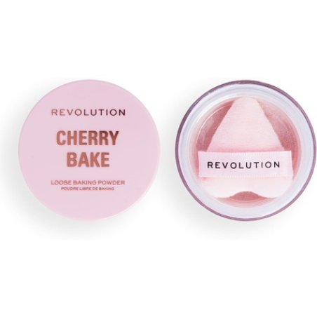 Makeup Revolution Y2K Baby Cherry Bake Loose Powder & Puff Face Baking Powder with Applicator Universal Shade Cherry