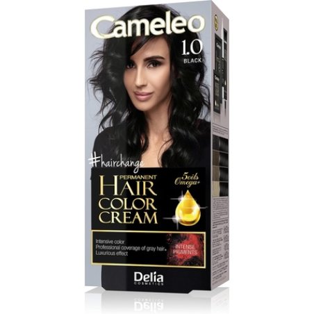 Cameleo Permanent Hair Colour Cream Black Intensive Color & Protection 5 Oils Omega Plus Acids Professional Luxurious