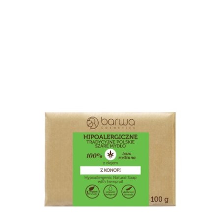 Barwa Hypoallergenic Traditional Polish Gray Soap Bar With Hemp Oil 100g