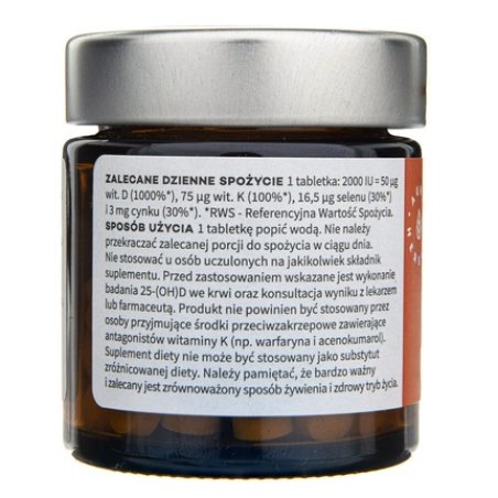 Aura Herbals Vitamin D3 2000IU K2mk7 Zinc Selenium 90 Tablets