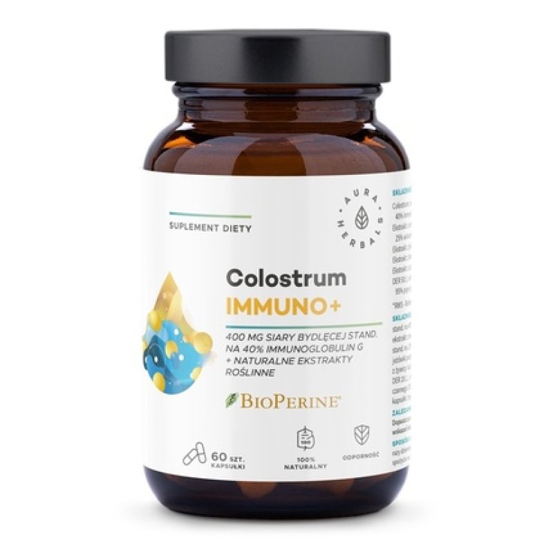 Aura Herbals Colostrum Immuno Bioperine Dietary Supplement 60 Capsules