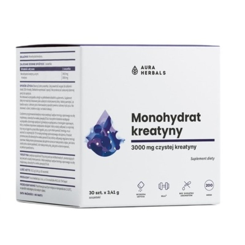 Aura Herbals Creatine Monohydrate 3000mg Dietary Supplement 30x3.41g
