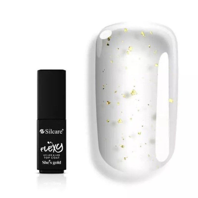 Silcare Flexy Shes Gold Top Coat Nail Preparation With Gold Particles 45 G