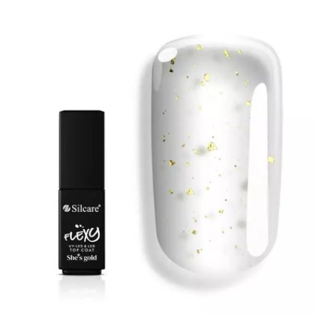 Silcare Flexy Shes Gold Top Coat Nail Preparation With Gold Particles 45 G