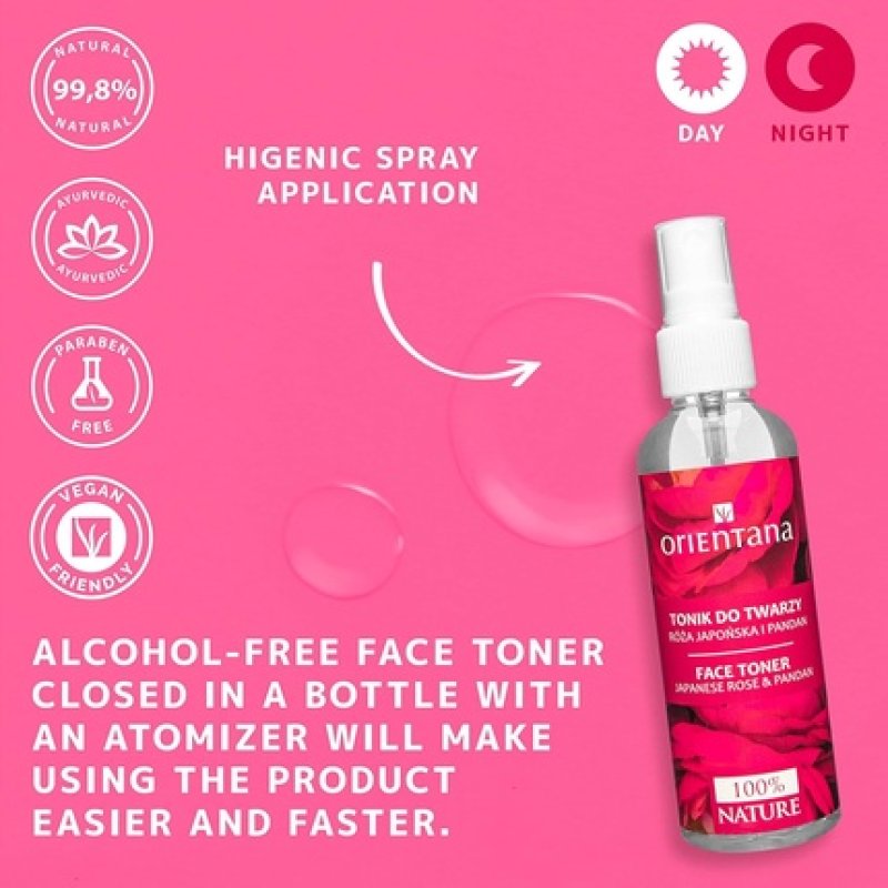 Orientana Natural Face Toner Japanese Rose & Pandan Alcohol Free Aloe Vera