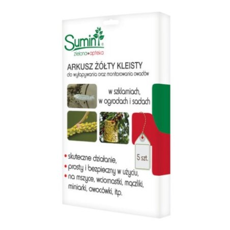 Yellow Adhesive Film Insect Sticky Trap for Greenhouse Garden Orchard - Pack of 5