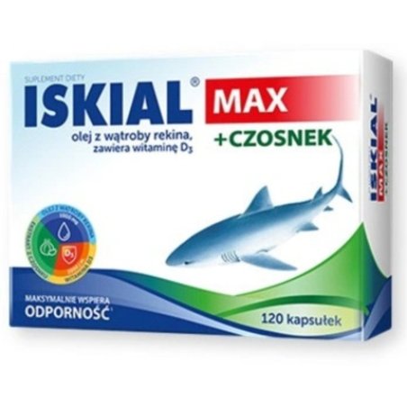Iskial Max Garlic Shark Liver Oil and Vitamin D3 120 Capsules