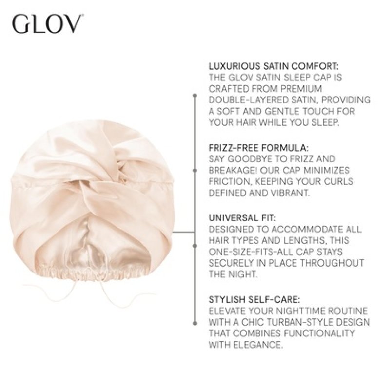 Glov Sleeping Cap Women's Satin Hair Cap for Night Use