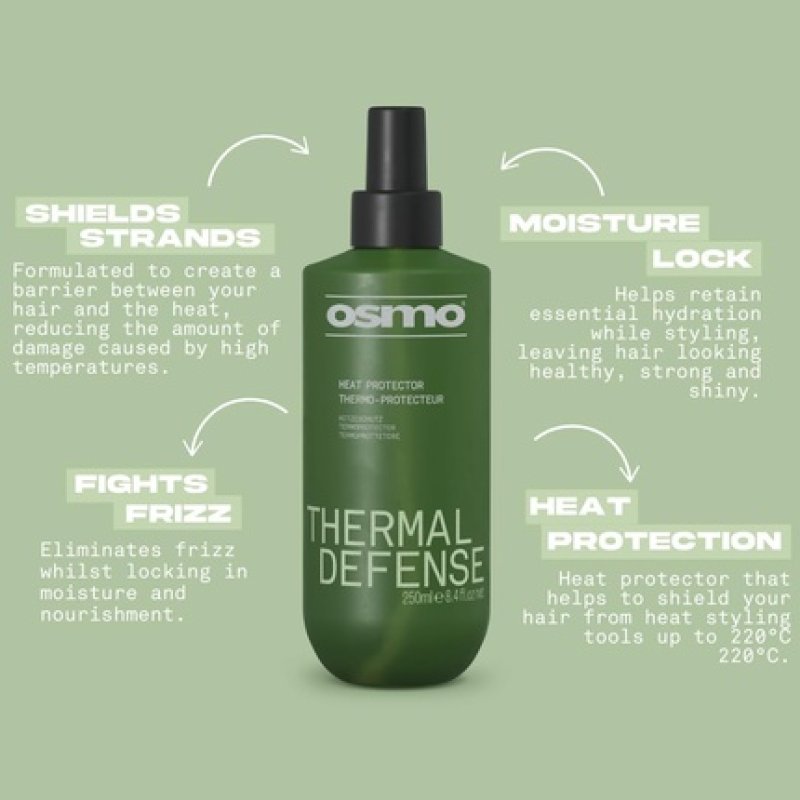 Osmo Thermal Defense Heat Protectant Spray Frizz-Free Results Vegan 250ml