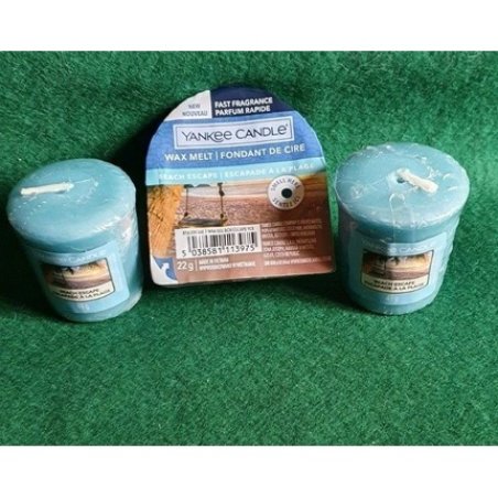 Brand New Yankee Candle Set Beach Escape 2 Votives Plus 1 Wax Melt