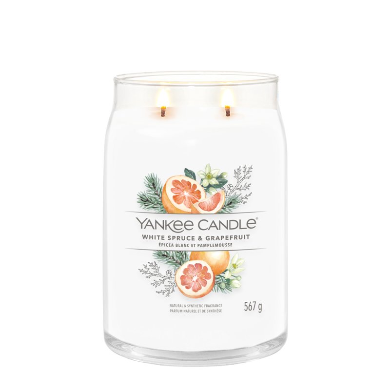 Yankee Candle White Spruce & Grapefruit bougie en cire Cylindre Blanc 1 pièce(s)