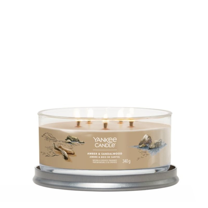 Yankee Candle Amber & Sandalwood wax candle Round Amber, Caramel, Cardamom, Cedarwood, Lavender, Patchouli, Pepper,