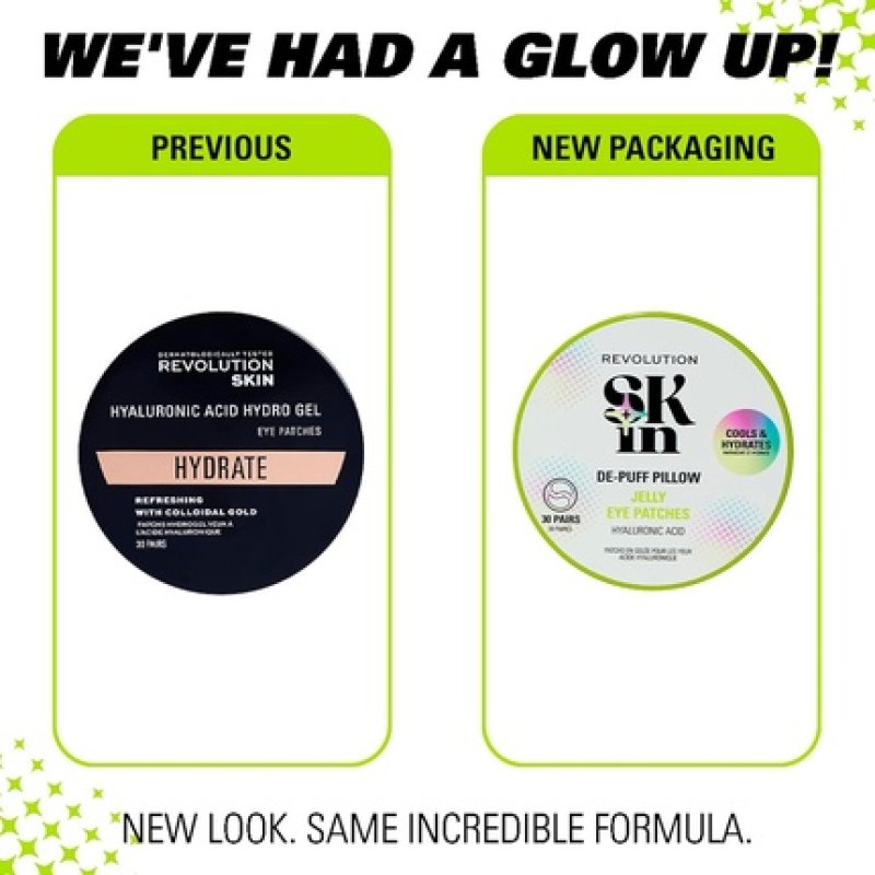 Revolution Skin De-Puff Pillow Eye Patches Hydrogel with Hyaluronic Acid