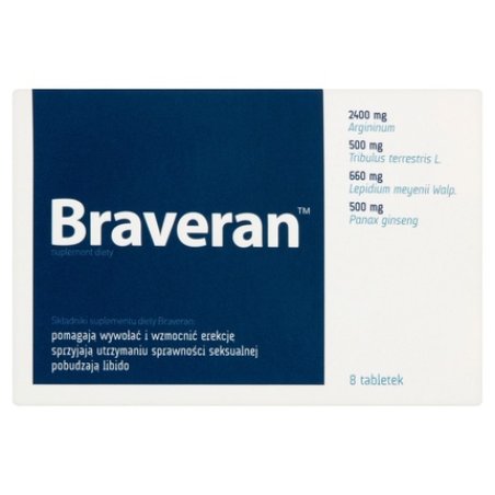 Braveran Dietary Supplement To Help Induce And Strengthen Erection - 8 Tablets