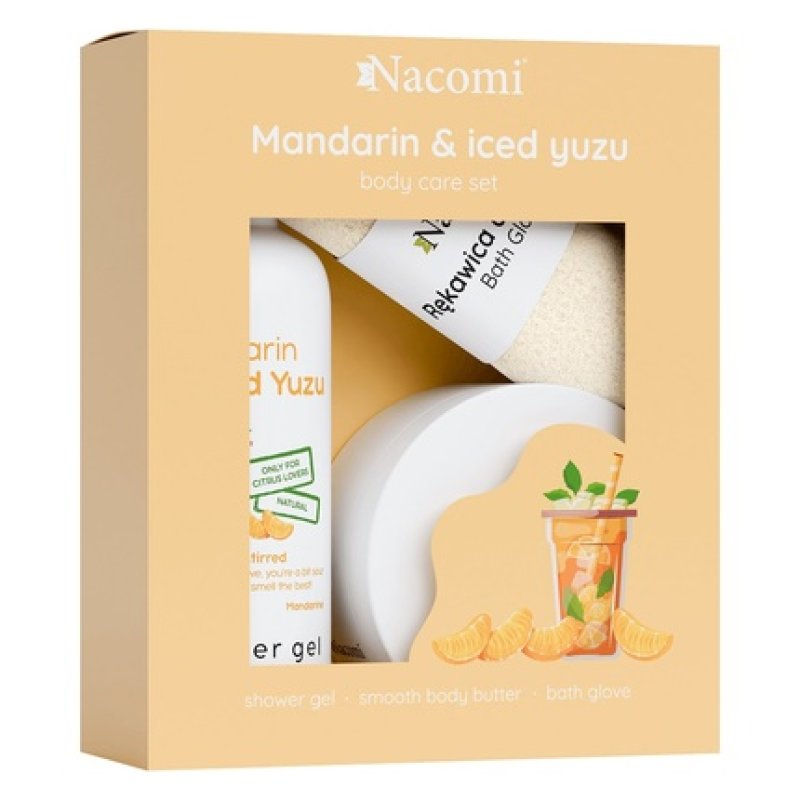 Nacomiset Body Care Mandarin Iced Yuzu Shower Gel 300ml, Body Butter 100ml, Bath Glove