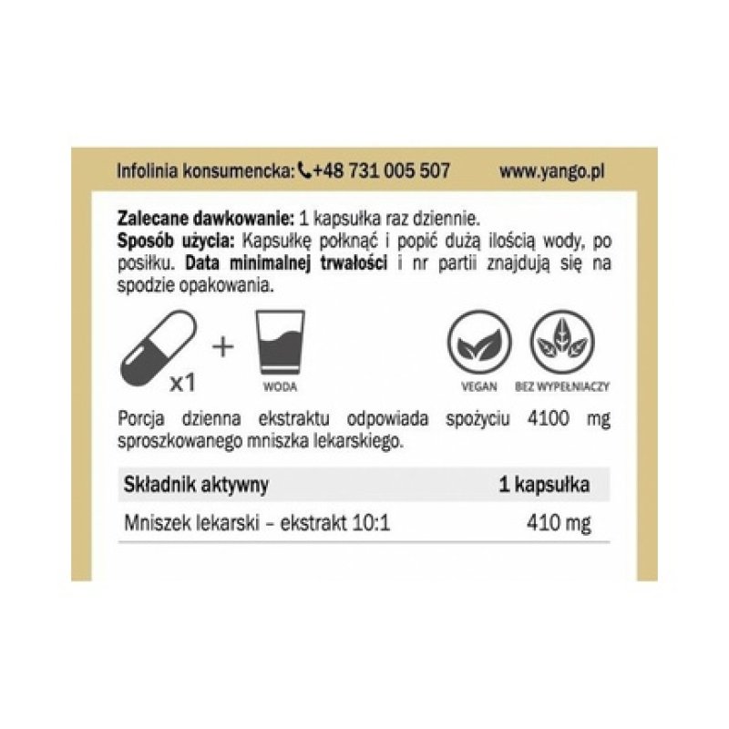 YANGO Common Dandelion Taraxacum Officinale 90 Capsules Extract 10:1