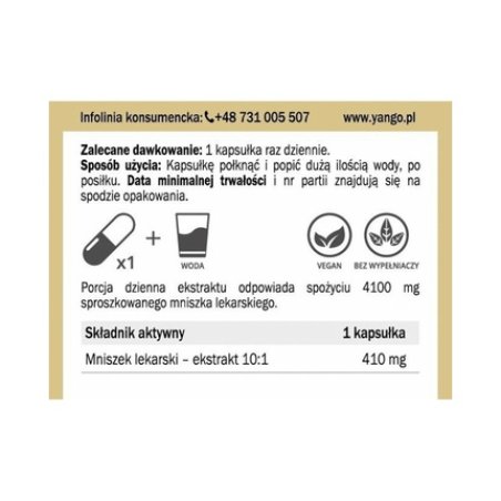 YANGO Common Dandelion Taraxacum Officinale 90 Capsules Extract 10:1