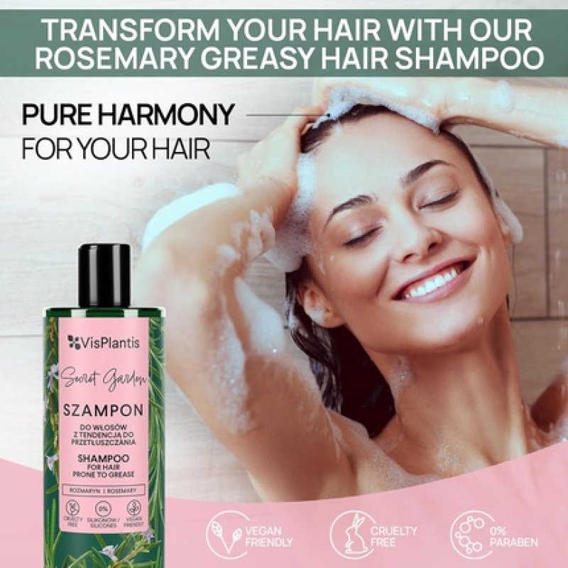 Vis Plantis Natural Shampoo Hair Care Shampoo Oily Hair with Rosemary, Milk Thistle, Lemon Balm Anti-Dandruff & Deep