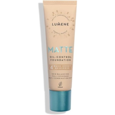 Lumene Matt Control Oil Free Foundation for Oily and Combination Skin Full Coverage with Arctic Cloudberry 30ml 4 Warm