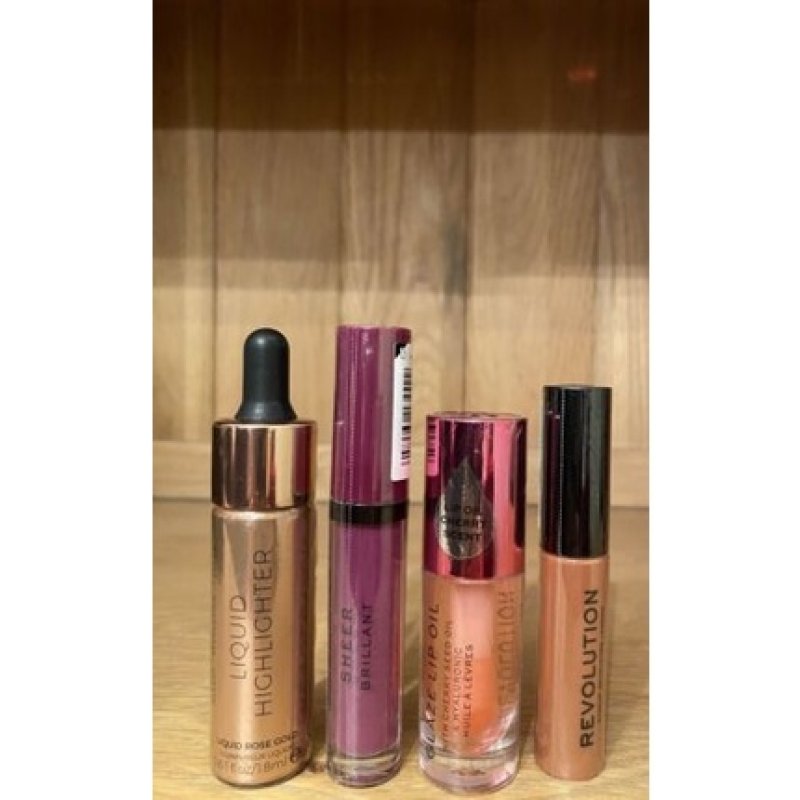 Revolution Glaze Lip Oil Highlighter Rose Gold Lip Cream 102 Sheer Brilliant 145