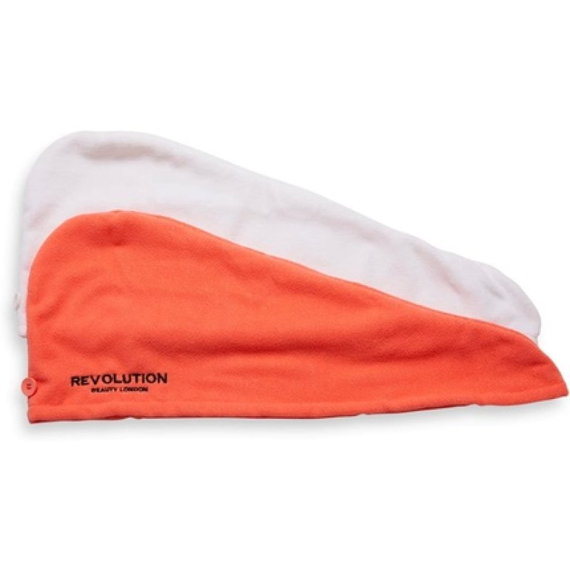 Revolution Haircare Microfiber Hair Towel Wrap Fast Drying and Reduces Frizz Absorbent Turban Towel White/Coral - Pack