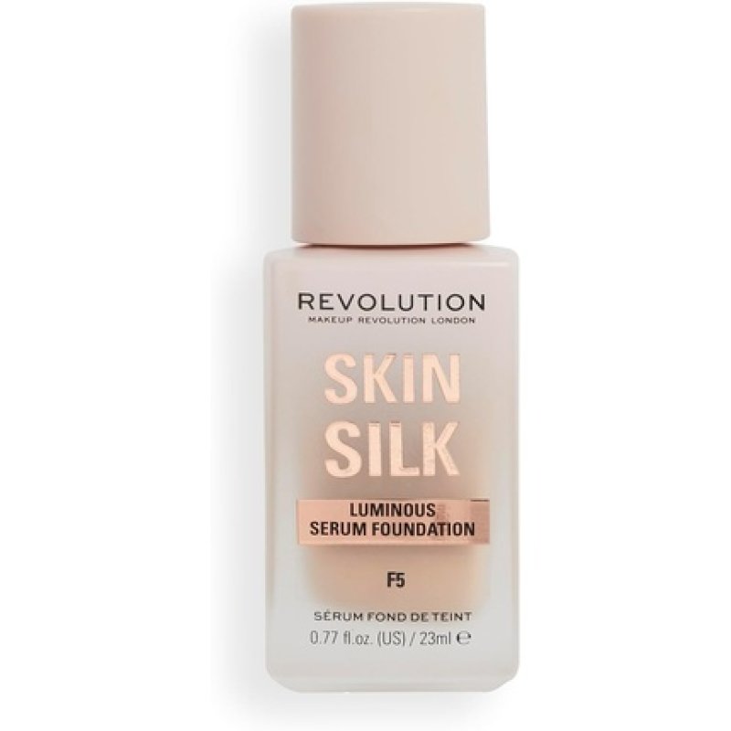 Makeup Revolution Skin Silk Serum Foundation Light to Medium Coverage with Hyaluronic Acid 23ml F5