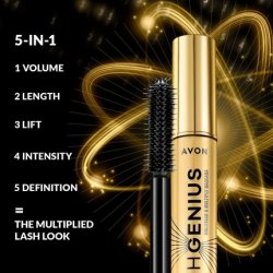Avon Lash Genius Multitask & Multiply Mascara Blackest Black with Smart Control Brush and Quick-Glide Gel Formula 10ml