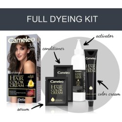 Cameleo Permanent Hair Colour Cream Dark Brown Intensive Color & Protection 5 Oils Omega Plus Acids Professional
