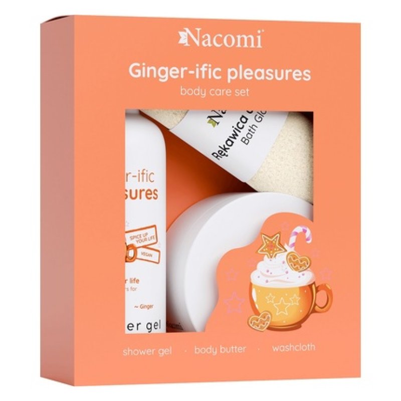 Nacomi Body Care Ginger Set - Shower Gel 300ml, Body Butter 100ml, Bath Glove