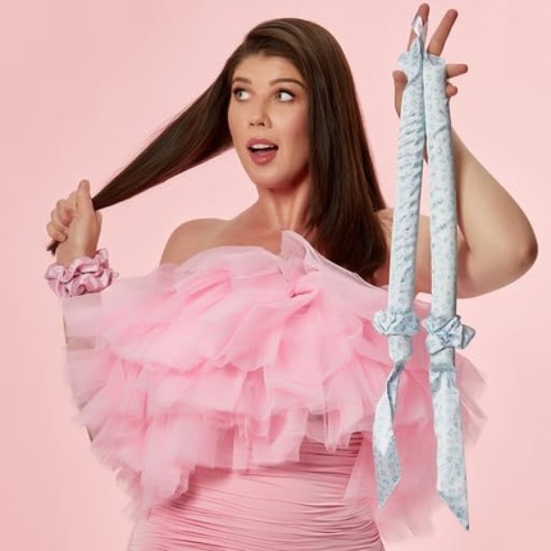 Barbie GLOV COOLCURL Heatless Curling Wand Headband Satin Memory Foam Heatless Curlers for Long Hair - One Size Blue