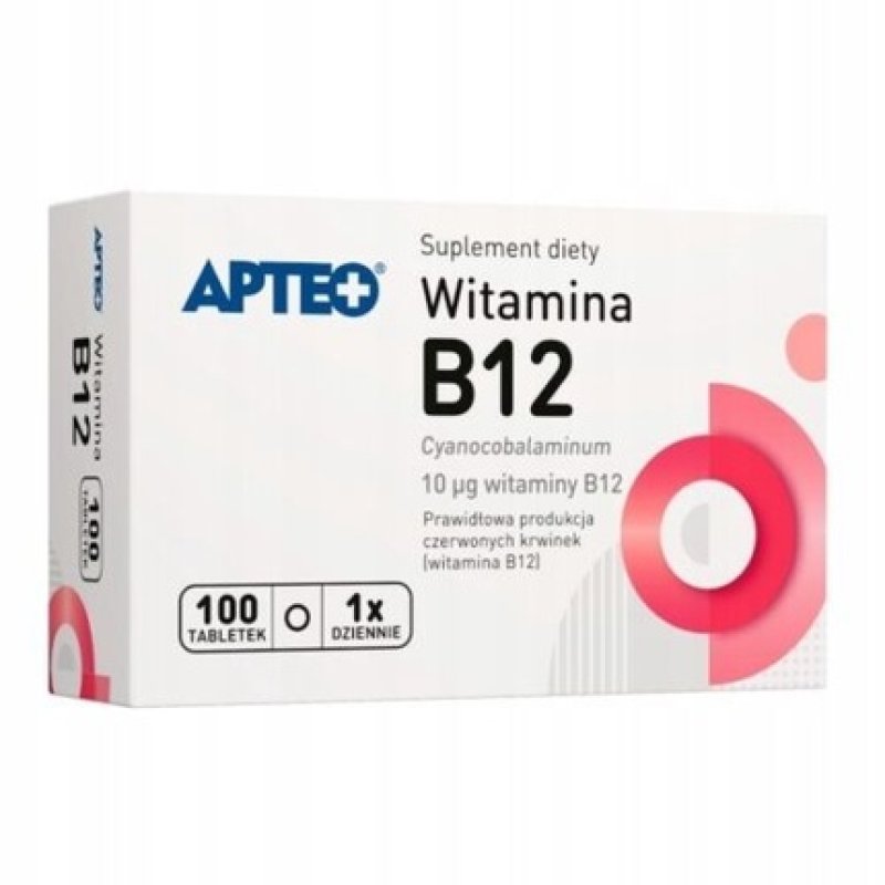 Apteo Vitamin B12 10g 100 Tablets for Normal Blood Production and Nerves