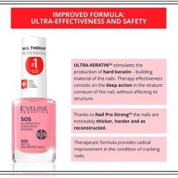 Eveline Cosmetics SOS Broken & Brittle Nail Therapy Professional Strengthening Hardening Conditioner with Calcium and