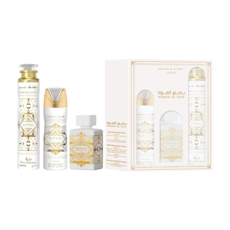 Lattafa Bade'e Al Oud Honor & Glory Unisex 3 Piece Gift Set 3.4 Fl Oz EDP