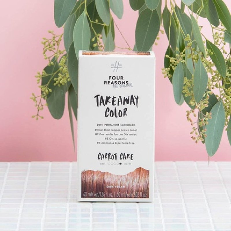Four Reasons Original Takeaway Color Carrot Cake 6.4 Copper Brown Demi-Permanent Hair Color Ammonia-Free and