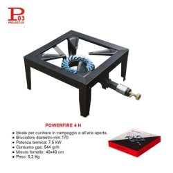 Project 03 Fornellone 40x40cm 4 Feet Burner 170mm 7.5kw