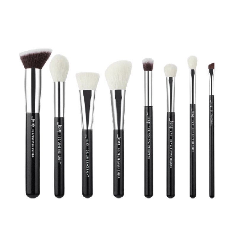 Jessup 8pcs Black/Silver Mix Hair Brush Set