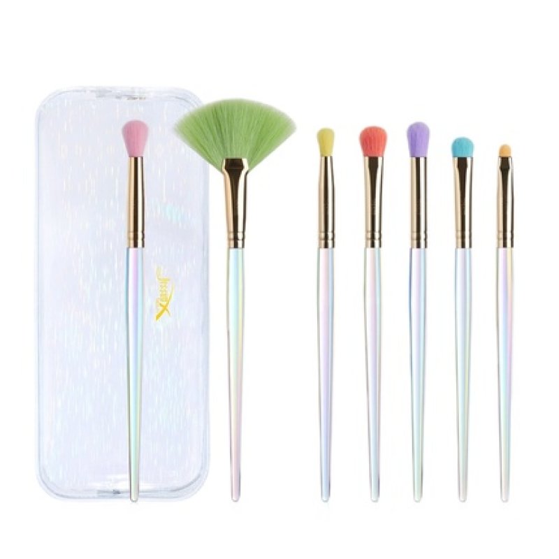 Jessup Colorful Makeup Set Of Seven Eye Makeup Brushes In Cosmetic Bag T318
