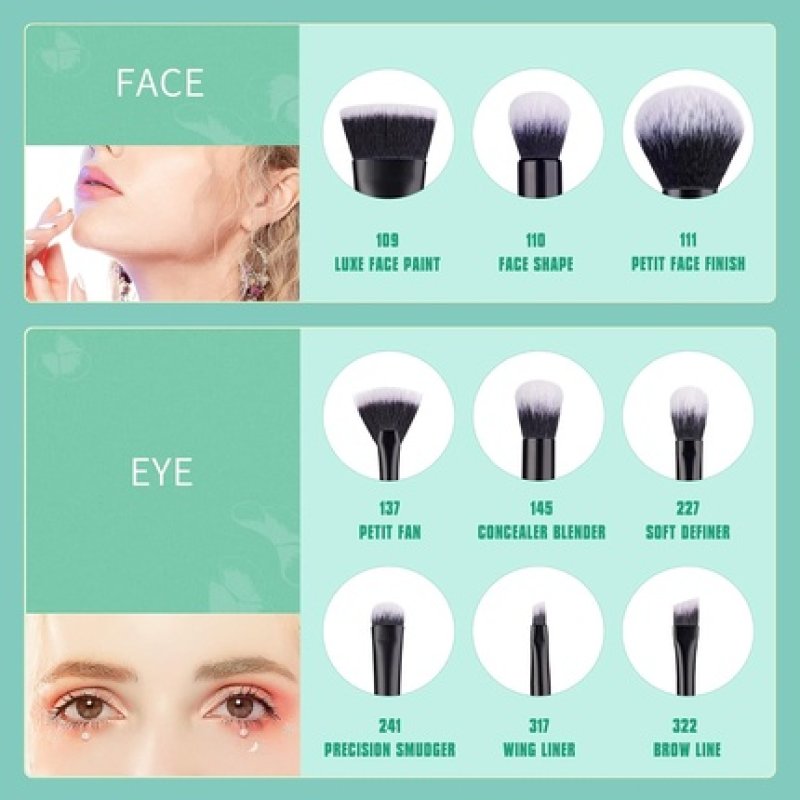 Jessup Makeup Brush Set 9 Pieces Professional Makeup Brushes with a Cosmetic Bag Face Brush Eye Brush Eyeshadow Brush