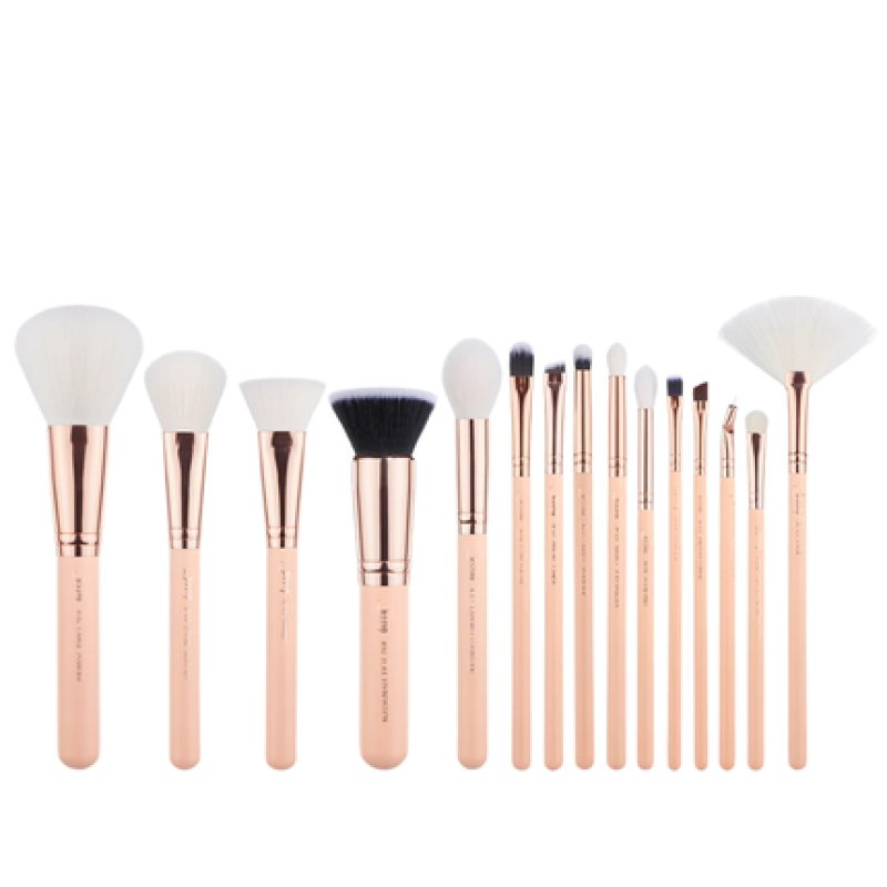 Jessup 15pcs Nake Pink & Rose Gold Brush Set - A Complete Makeup Brush Set In Elegant Pink And Rose Gold