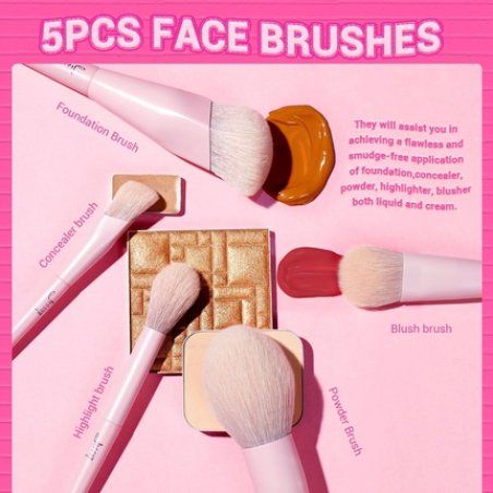 Jessup Pink Makeup Brushes Set 14pcs Premium Vegan Foundation