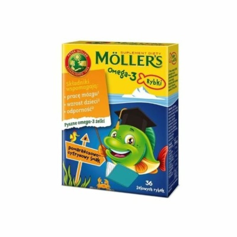 Moller's Fish Oil Omega-3 for Kids 36 Jelly Fish Children Orange-Lemon Flavor