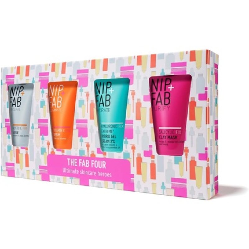 Nip Fab The Fab Four Gift Set with Bestselling Glycolic Scrub and Vitamin C